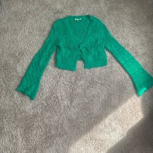 Green knit/crochet Cardigan